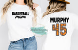 Basketball Mom- faux stitched numbers