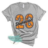 Personalized faux stitched basketball numbers