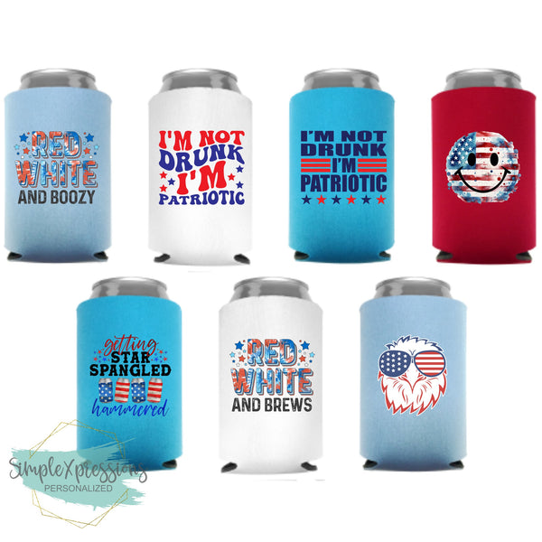 Patriotic Can Coolers- You choose the design- I choose the color