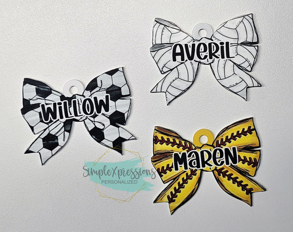 Personalized Sport Bow Bag Tag